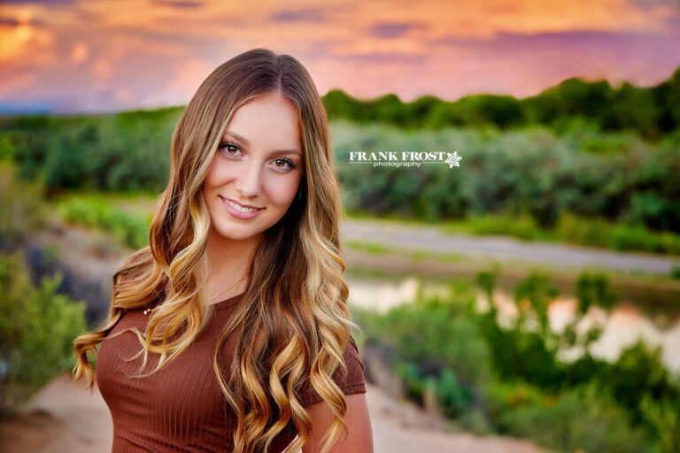 albuquerque senior portrait girl rio grande river sunset